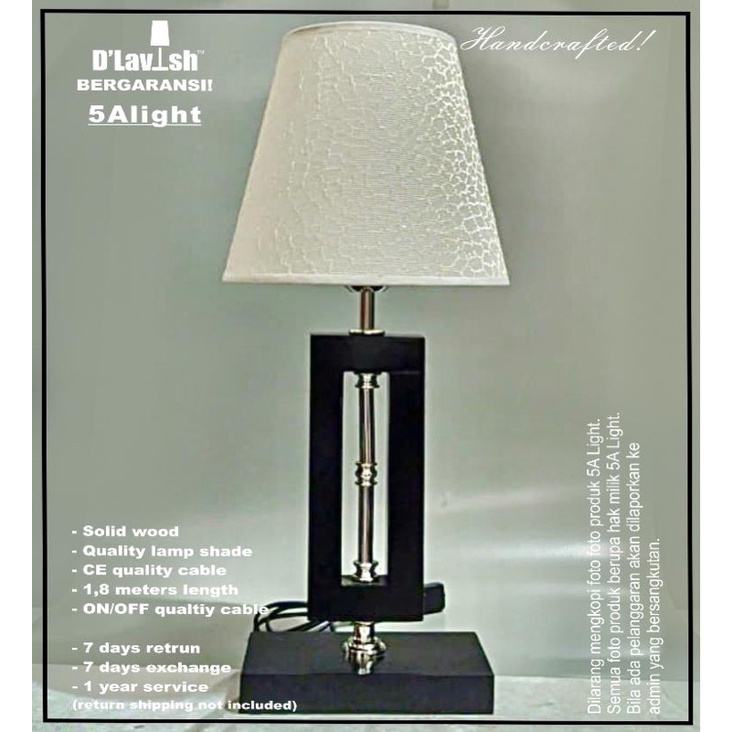 Palace WOOD SOLID - Lampu Meja Hias Minimalis/Tidur/Nakas