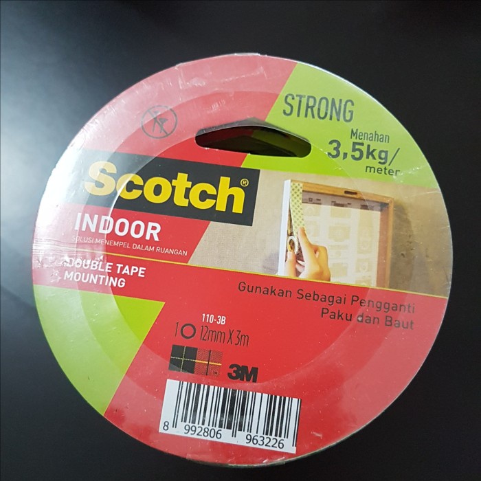 

Buruan 3M Scotch Double Tape Mounting Indoor 3.5Kg 12 Mm X 3 M Trendi