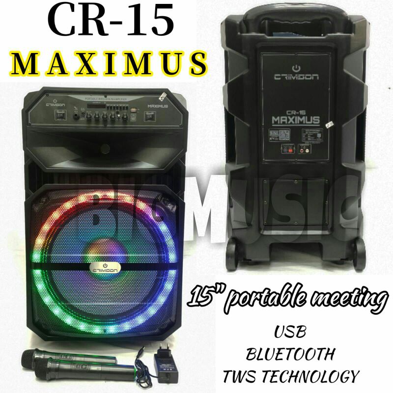 Speaker Portable Wireless Crimson Maximus CR 15 Original 15 inch