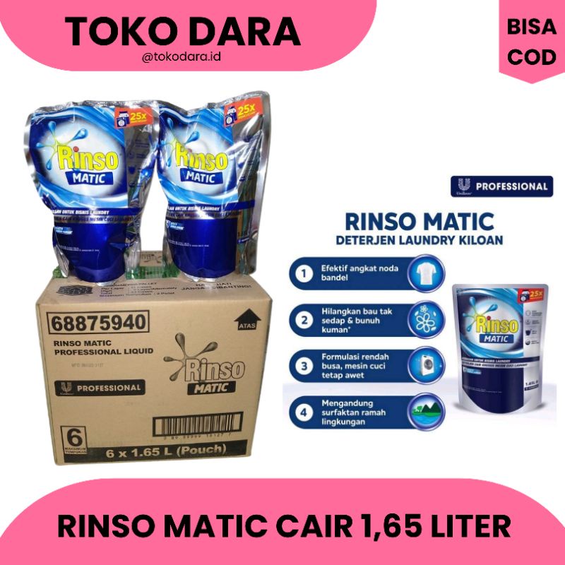 Rinso Matic Cair 1,65 Liter | Detergent Cair Rinso | Detergen Cair Rinso Matic