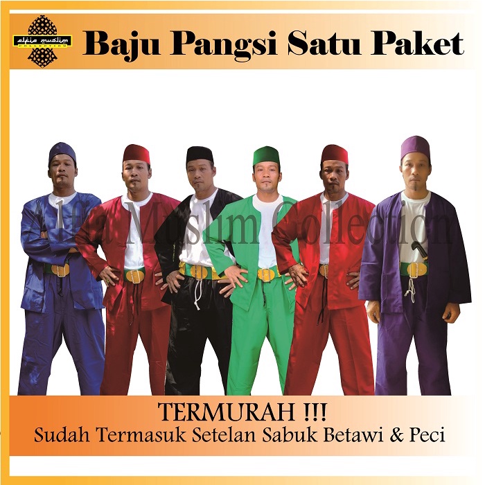 Baju Pangsi dewasa lengkap setelan sabuk dan peci / Baju Betawi