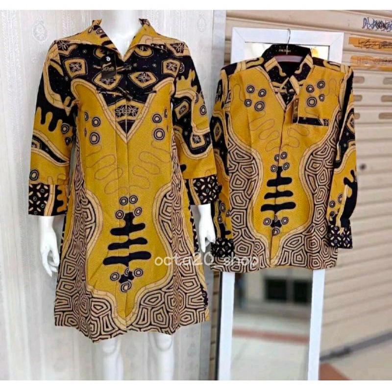 Batik COUPLE BATIK KEKINIAN MODERN DOLBY COLETAN SOLO PREMIUM kancing gading full trikot wafle @bati