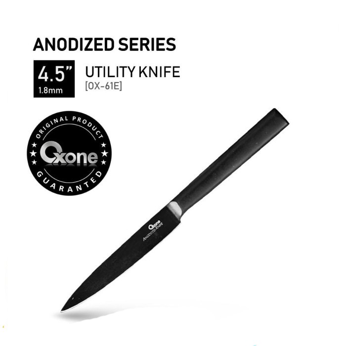 Oxone OX-61E UTILITY Knife StainlessSteel Pisau Dapur, Pisau Sayur, Pisau Daging Full Black Anodized