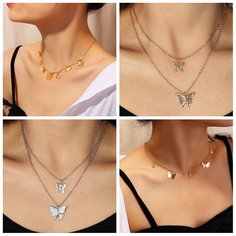 R-bunga Kalung Hewan Lucu Perhiasan Aksesoris Warna Emas Perak Liontin Choker