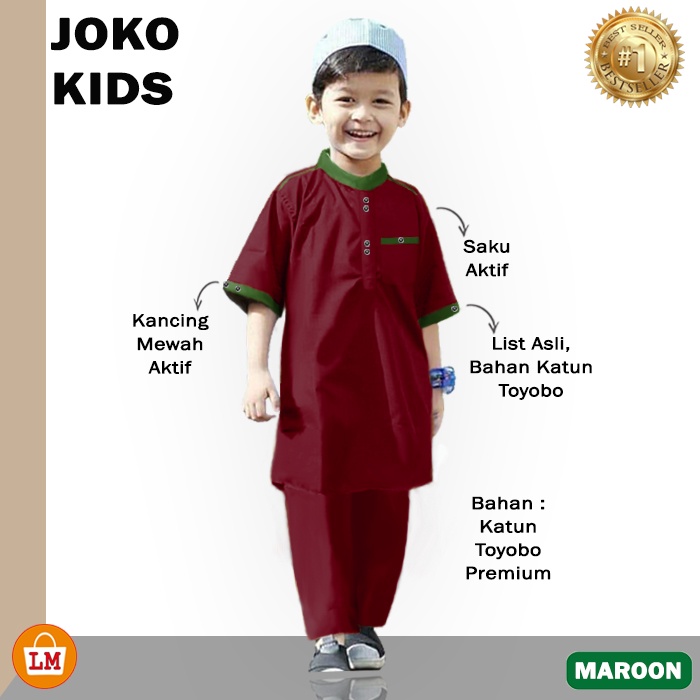 Setelan KOKO ANAK JOKO KIDS Bahan Katun Toyobo Premium / Stelan Baju Muslim Lebaran Laki-Laki TERBARU TERMURAH TERLARIS LMS 27258