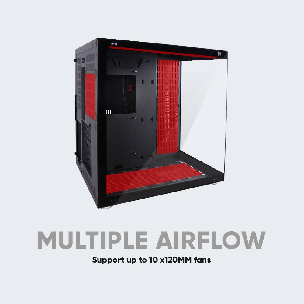 Casing Gaming PC Armaggeddon Nimitz TR8000 Extended See-Thru Side Panel E ATX Gaming CPU White And Black Warna Hitam Dan Putih Series