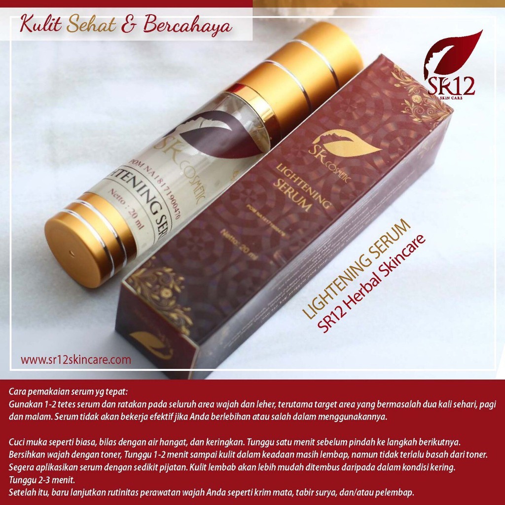 SERUM PEMUTIH WAJAH BPOM PENCERAH SERUM SR12 MEMUTIHKAN WAJAH ALAMI BRIGHTENING SERUM