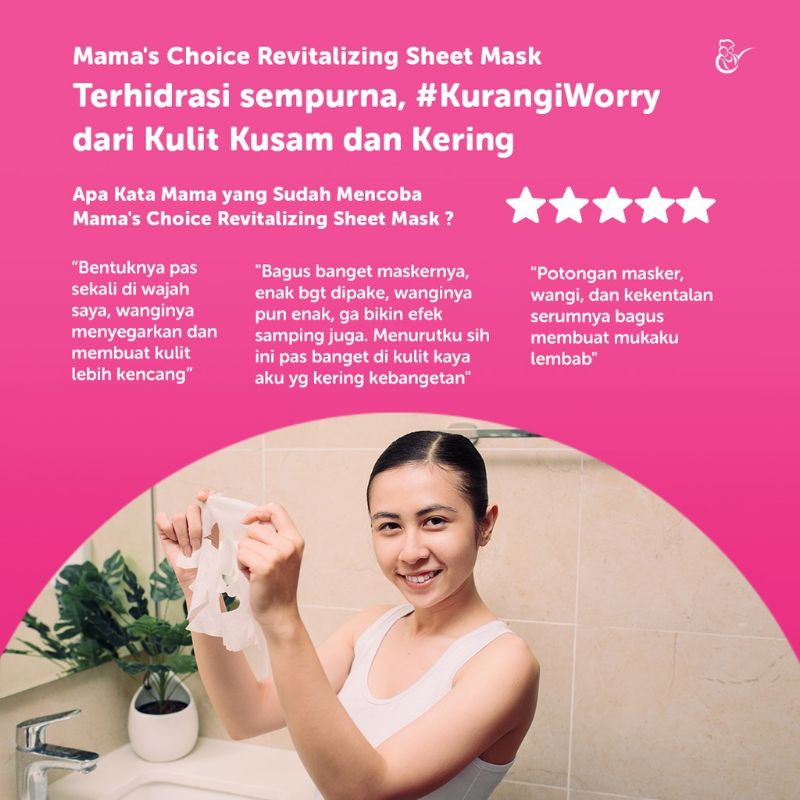 Mama's Choice Sheet Mask Revitalizing (3 pcs) | Masker Wajah Centella Asiatica Honey | Glowing Anti Aging Kusam Kering