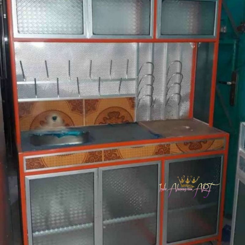 Wastafel Cuci Piring - Rak Piring Gelas Pintu 6 Alumunium