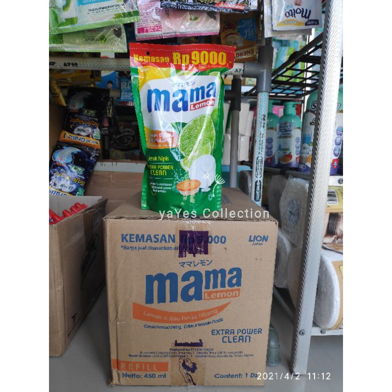 Mama Lemon Sabun Cuci Piring 450 ml Refill Jeruk Nipis Extra Power Clean Hilagkan Lemak bau makanan