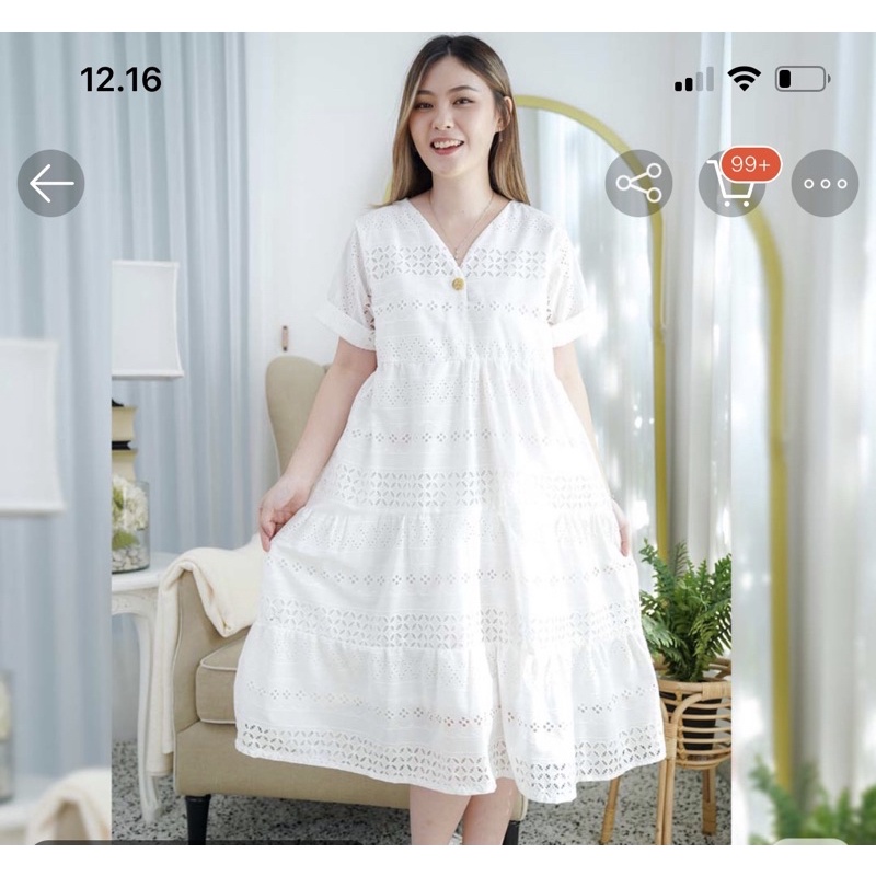 beatrice clothing-valen dress big size -white -brokat dress