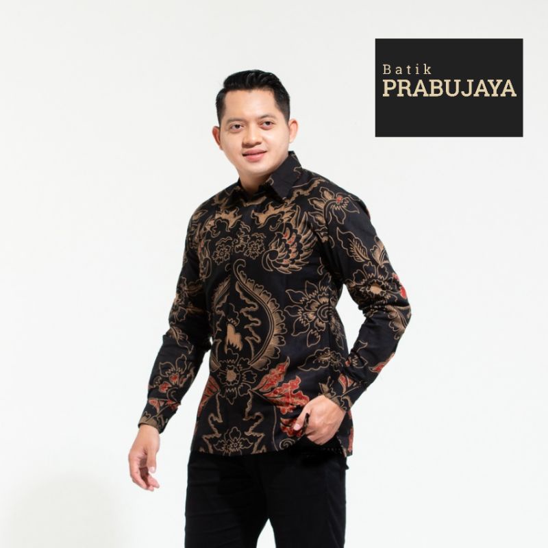 AJISAKA Kemeja Batik Pria Modern Terbaru Lengan Panjang Full Furing - Baju Hem Batik Solo Dewasa Remaja Pria Cowok Laki Laki Katun Halus Kondangan Kerja Kantor Pesta