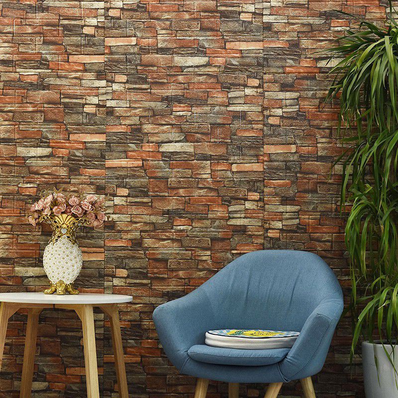 WALLPAPER 3D FOAM MOTIF BATU BATA MERAH ACAK ARTISTIK STIKER DINDING TINGGAL TEMPEL UKURAN 70X77CM