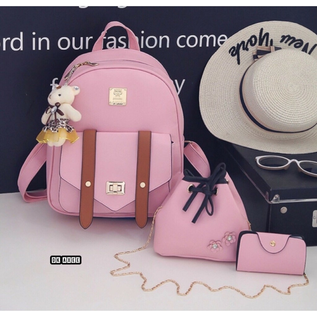 TAS RANSEL LV PINK TANPA BONEKA DAN TOPI