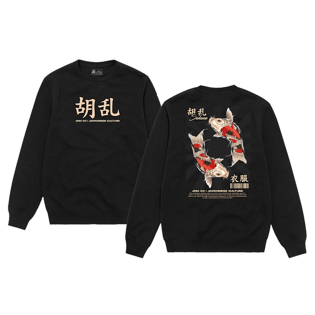 Crewneck Black Motif Simpel Pria dan Wanita Premium Quality-2