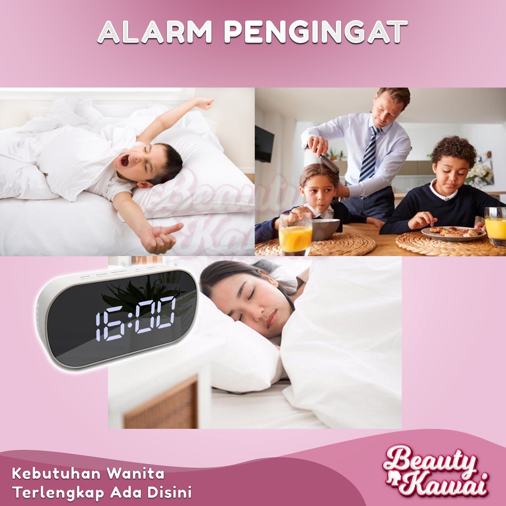 Jam Digital Meja LED Aesthetic Alarm Portable Mirror DT-6506