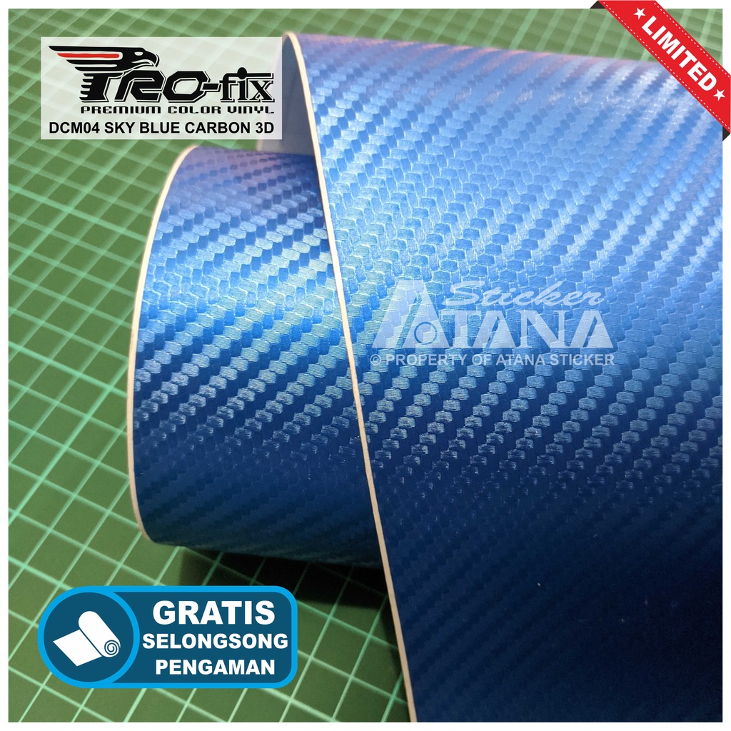 Skotlet Carbon 3D Biru Profix Scotlet Karbon Fiber Doff Kasar Stiker Kevlar Dop Sticker Meteran Deca