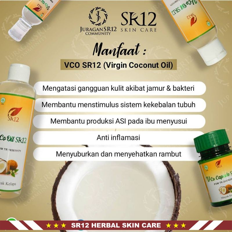 Minyak VCO SR12 | VCO Oil SR12 &amp; VCO Kapsul SR12 | SR12 Herbal Skincare | Memperkuat Imun Tubuh