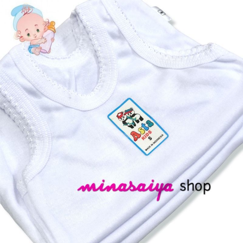 ASTA 3 pcs Kaos Dalam Singlet Anak Polos Putih dan Warna Uk. XXL - 5L