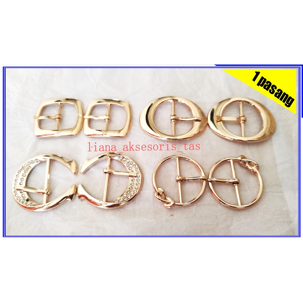 AKSESORIS SANDAL SEPATU WANITA GESPER RING TUSUK (@1 PASANG) WARNA LIGHT GOLD - AKSESORIS SENDAL SEP