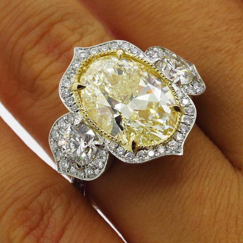 Cincin Berlian Kuning Bahan S925 Silver