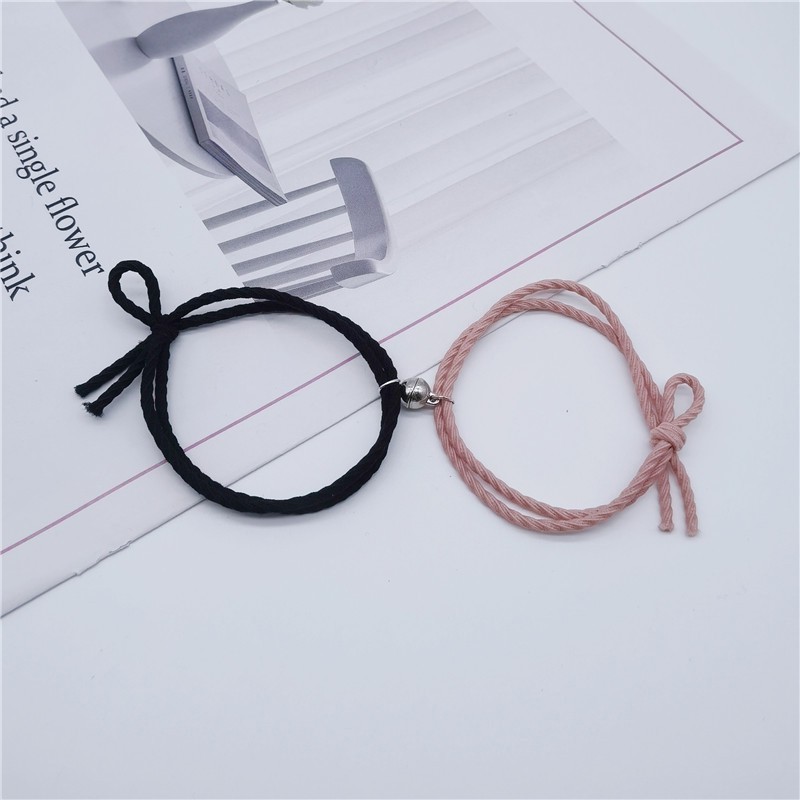 COD Gelang Serut Titanium Lapis emas permata Rantai Fashion Korea Gelang Wanita Aksesoris-magnet-Pink-Blue