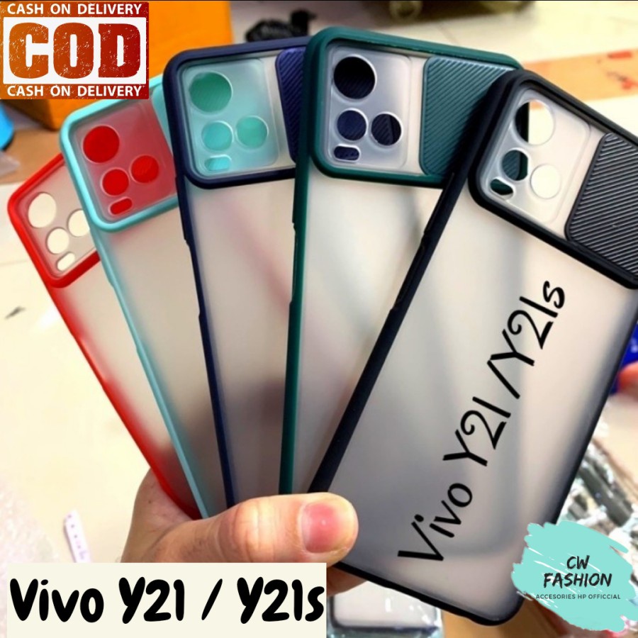 VIVO Y21A Y21T Y21S Y21 2021 Y33S V21 4G V21 5G CASE SLIDE DOFF SOFT MACARON DOFF HARDCASE SLIDING FUZE MATTE TRANSPARAN HARD SILIKON CASING COVER PELINDUNG KAMERA BELAKANG