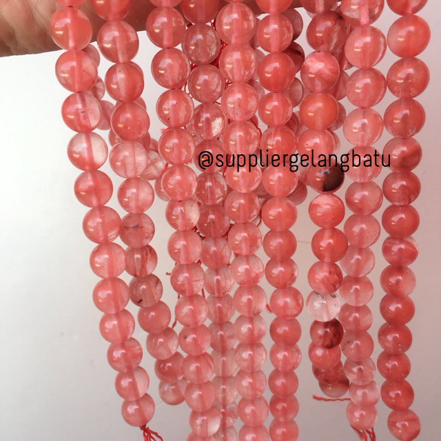 batu kristal cherry quartz 10mm chery pink crystal stone healing ceri aksesoris fashion pria wanita