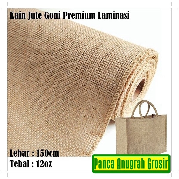 Kain Goni - Kain Natural Jute Goni Premium Laminasi Anti Air Lebar 150Cm 400Gsm