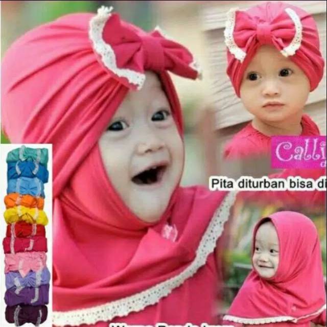 Kerudung bayi - jilbab bayi lucu - jilbab karakter - kerudung anak perempuan lucu usia 0-12 bulan