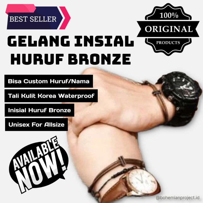 10.10 Gelang NAMA inisial huruf M-Z | gelang couple | gelang custom | gelang murah bandung