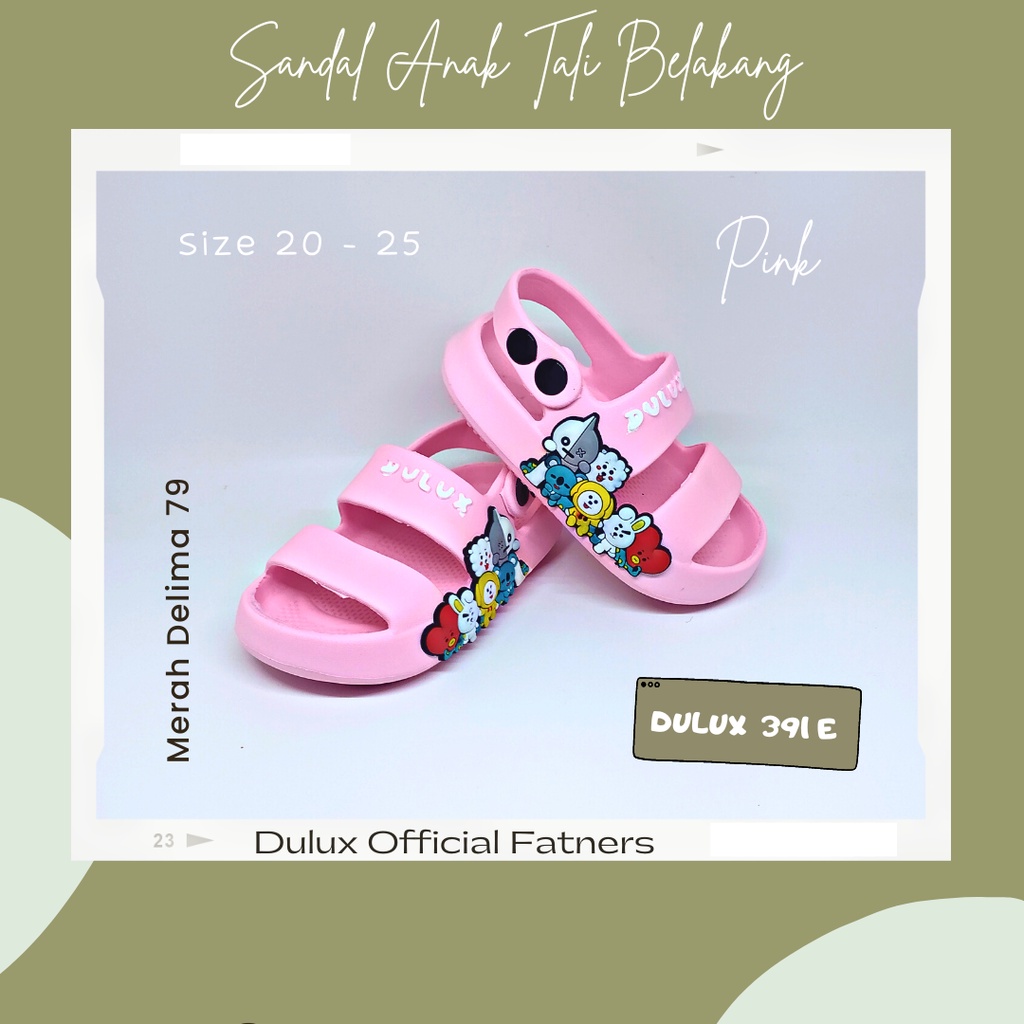 MD 79 - Sandal Anak Perempuan Tali Belakang Dulux 391E Motif Kartun BTS / Dulux Model Baru