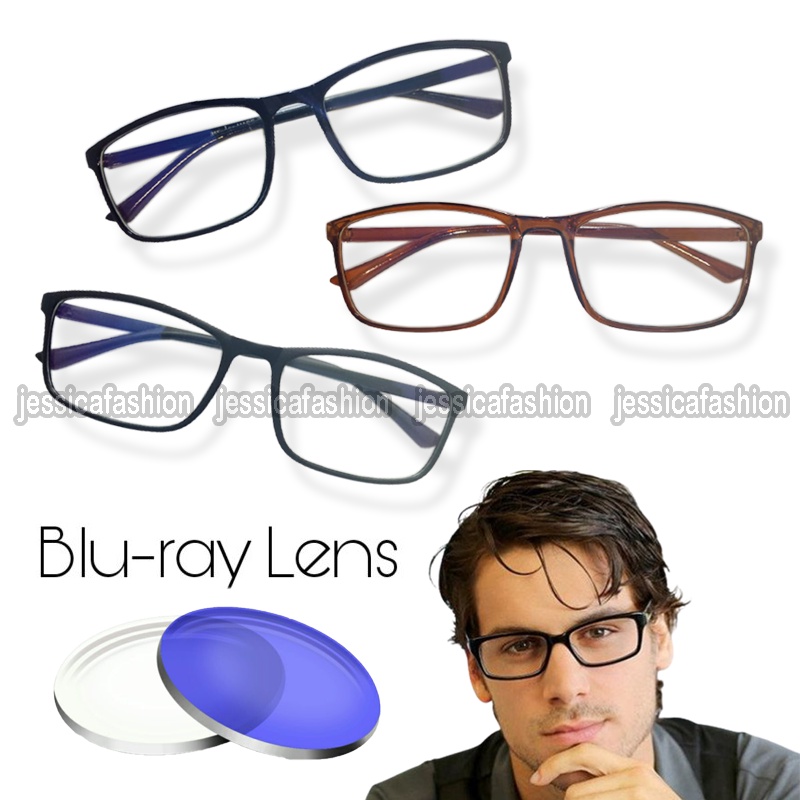 (BARU) Kacamata Lensa Anti Radiasi Komputer Hp Wanita &amp; Pria Kacamata Lensa Blueray Frame Plastik Kotak Persegi panjang Design Korea Glass Blue Light Blocking Kacamata Gaya Kacamata Trendy Fashion Remaja Kacamata Transparan