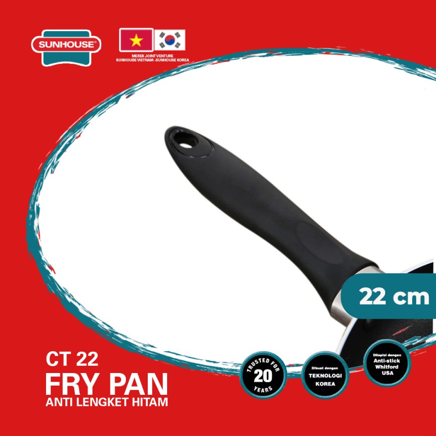 Sunhouse CT22 Plain Frypan Anti Lengket Hitam 22 cm 1 Pcs