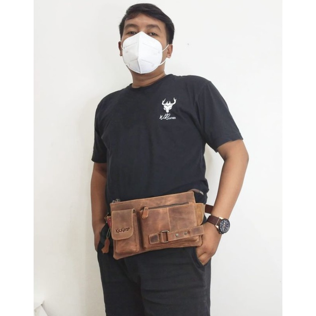 Tas Waist Bag Full Kulit Sapi Asli