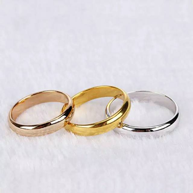 Cincin couple Titanium Stainless steel cembung kecil anti karat selamanya Fashion Ring pria wanita