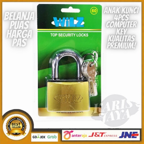 Dijual Gembok Wilz Computer Key Kuningan 60mm Pendek Murah