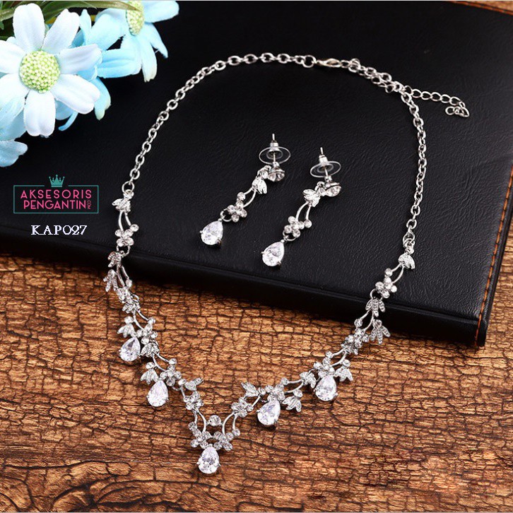 [TOKO TERPERCAYA] AKSESORIS PESTA PERNIKAHAN SET KALUNG ANTING WANITA MODERN KAP027