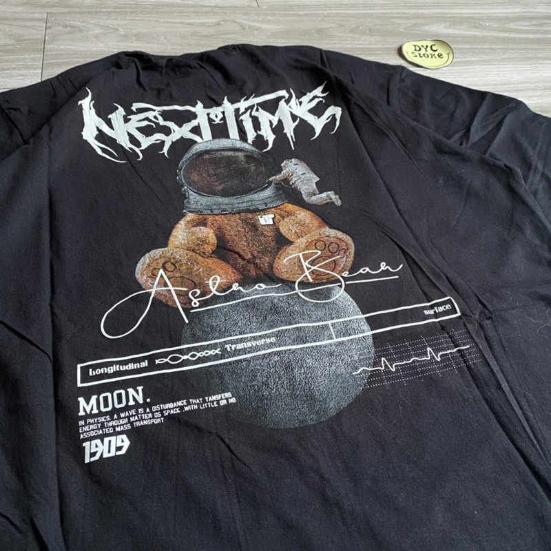 T-SHIRT KAOS DISTRO ORIGINAL SEVENKEY x NEXTTIME SPESIAL ART TEDDY BEAR SERIES OF ASTRO BEAR | KAOS STREETWEAR HITAM PRIA WANITA | KAOS OVERSIZE