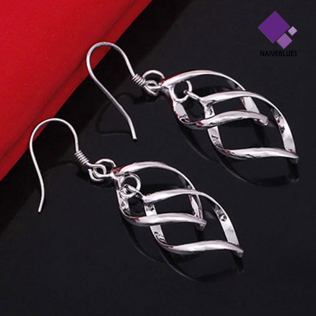 Anting Kait Silver Plated Bentuk Spiral Untuk Wanita