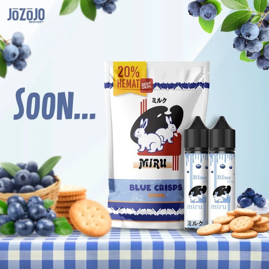 FREEBASE LIQUID MIRU BLUE CRISPS 60ML AUTHENTIC BLUEBERRY JAM CRISPS