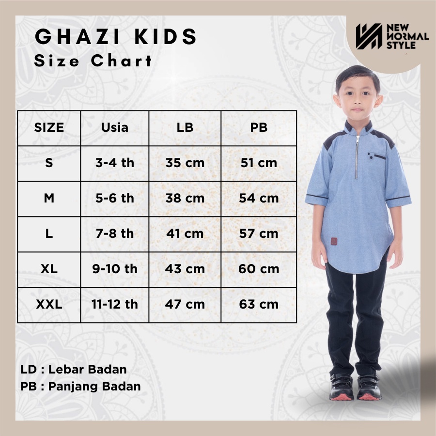 Ghazi Kids Series Baju Kemeja Pakaian Koko Kokoh Muslim Kurta Anak Laki Laki 8 10 12 13 Tahun Lengan Pendek
