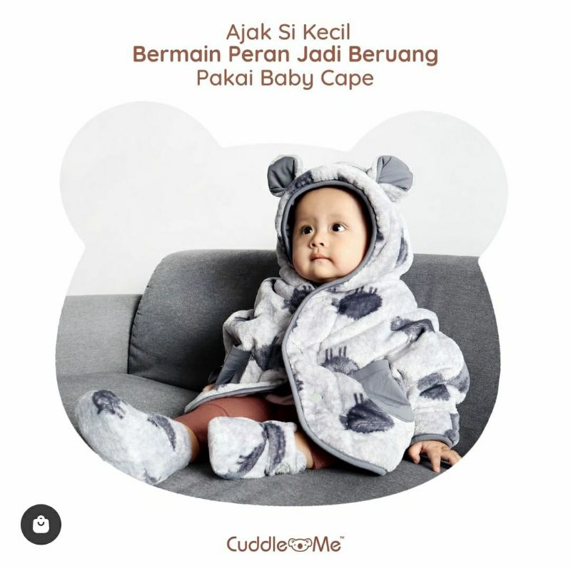CUDDLEME BABYCAPE SELIMUT JAKET BOLAK BALIK MANTEL KOREA KADO BAYI-Grey