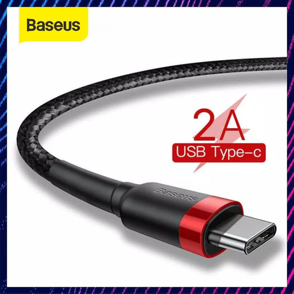 Kabel Data Type-C Baseus Cafule Cable For Type-C 2A 2M - Merah