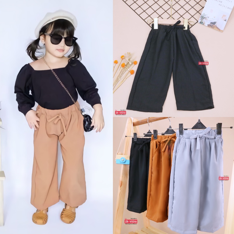 Malaya Cullotes Pants uk uk 2-5 Tahun / Kulot Polos Anak Perempuan Pants Panjang Celana Cewek Harian Zrvedia