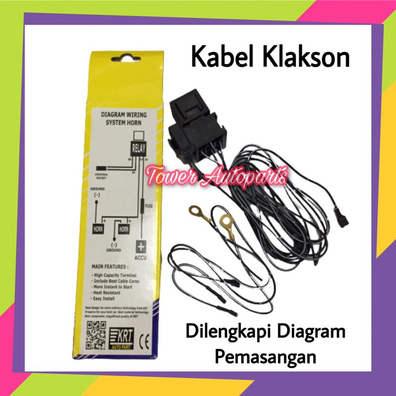 Kabel Relay Set Klakson Untuk Mobil &amp; Motor Original (Komplit Kabel-Relay-Sekring)