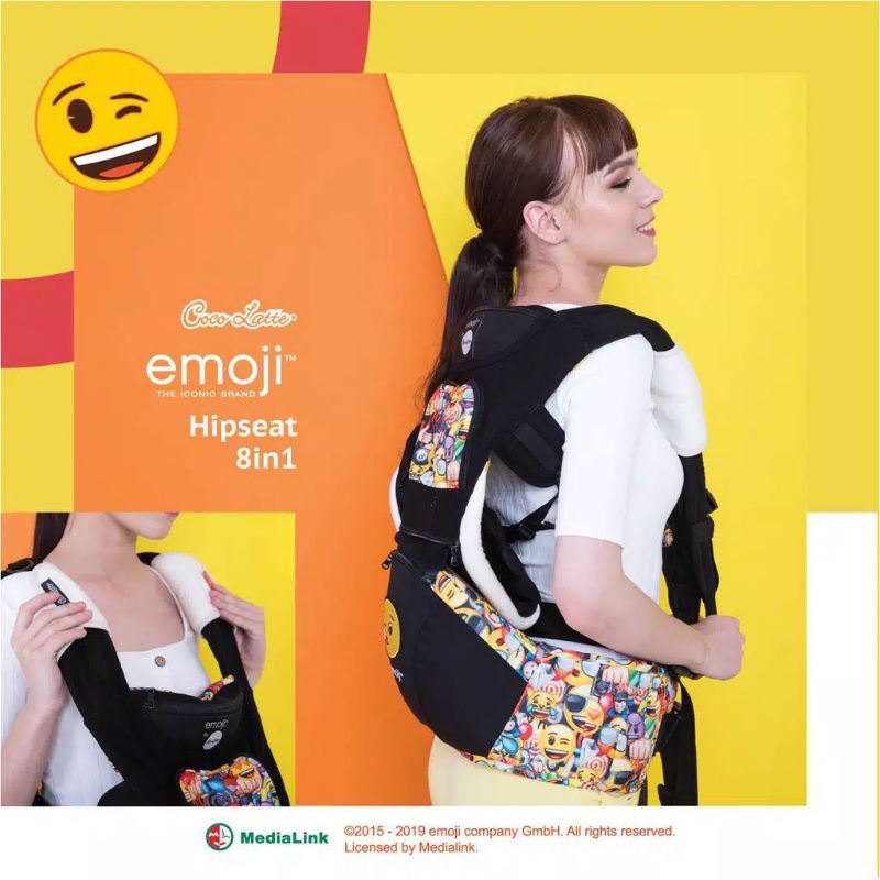 Gendongan Cocolatte Hipseat CL 9182 Full Phases Colorfull+black Emoji