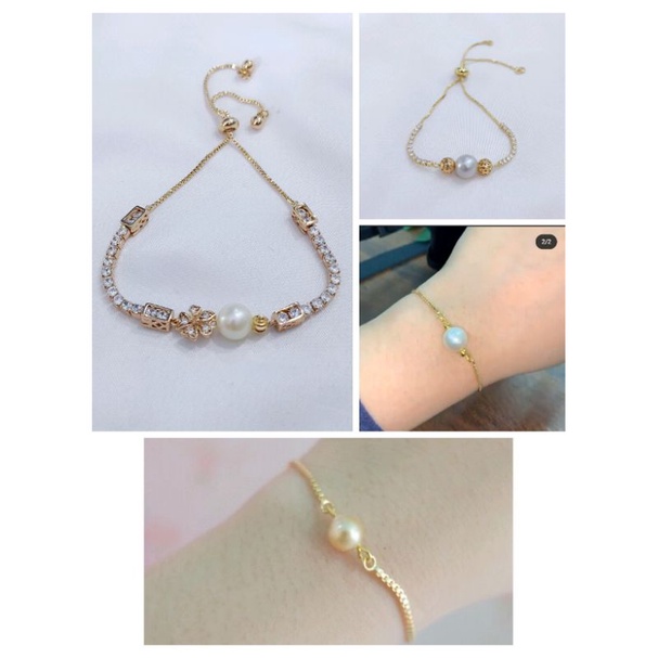 Gelang serut lapis emas mutiara air laut asli lombok bersertifikat Gelang serut mutiara laut Aksesor