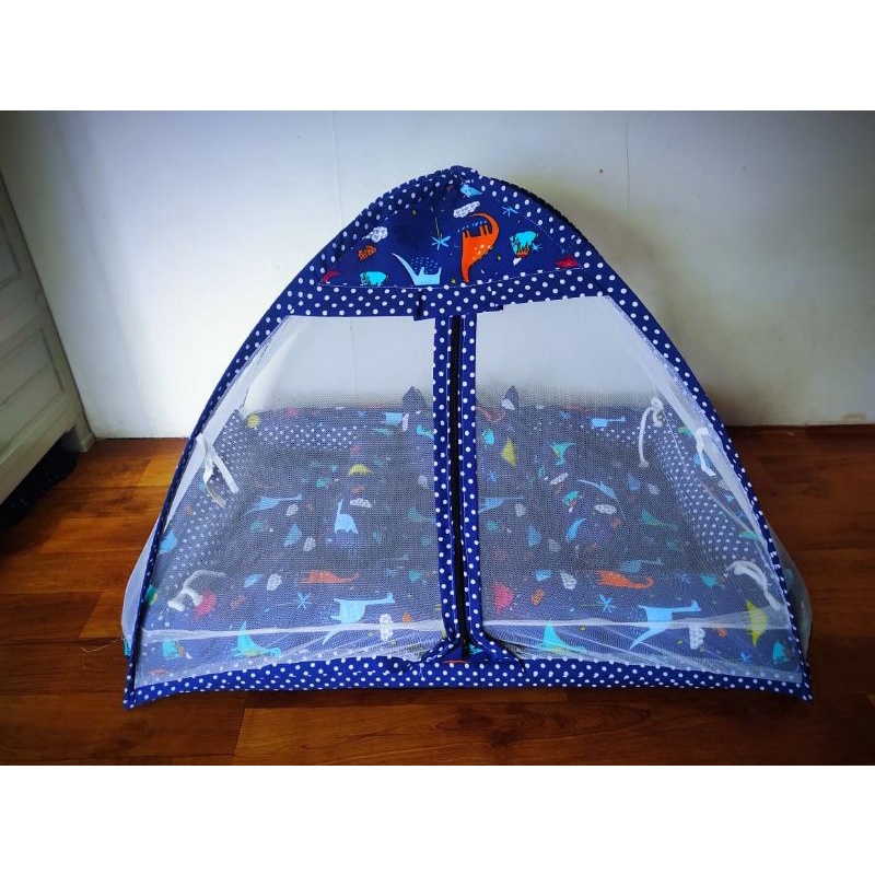 Kasur Bayi Kolam Kulambu Tenda Motif Dino Navy