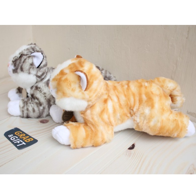 Boneka Kucing Laying Miomi Cat 10&quot; Gold / Coklat dan Grey / Abu